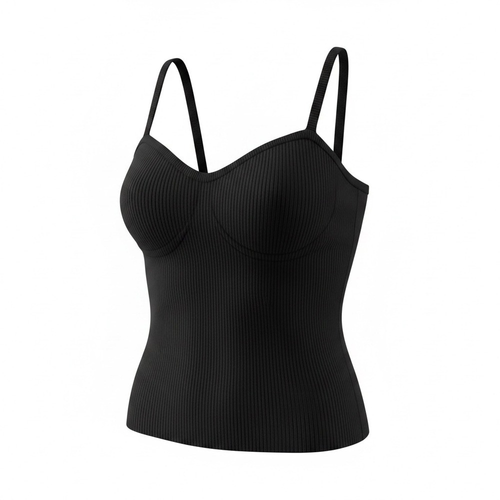 Madewell Corset Detail Crop Rib-Knit Sweater Tank Black‎ Cami Women Size XXS NWT